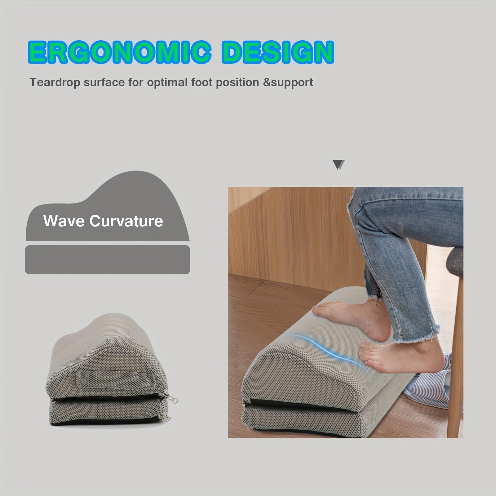 Poggiapiedi con memory foam per il comfort alla scrivania, altezza regolabile, copertura lavabile