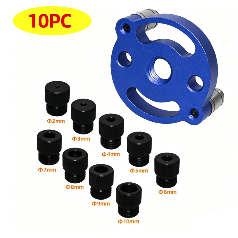 Guide de perçage pour assemblage bois en aluminium avec trous auto-centreurs