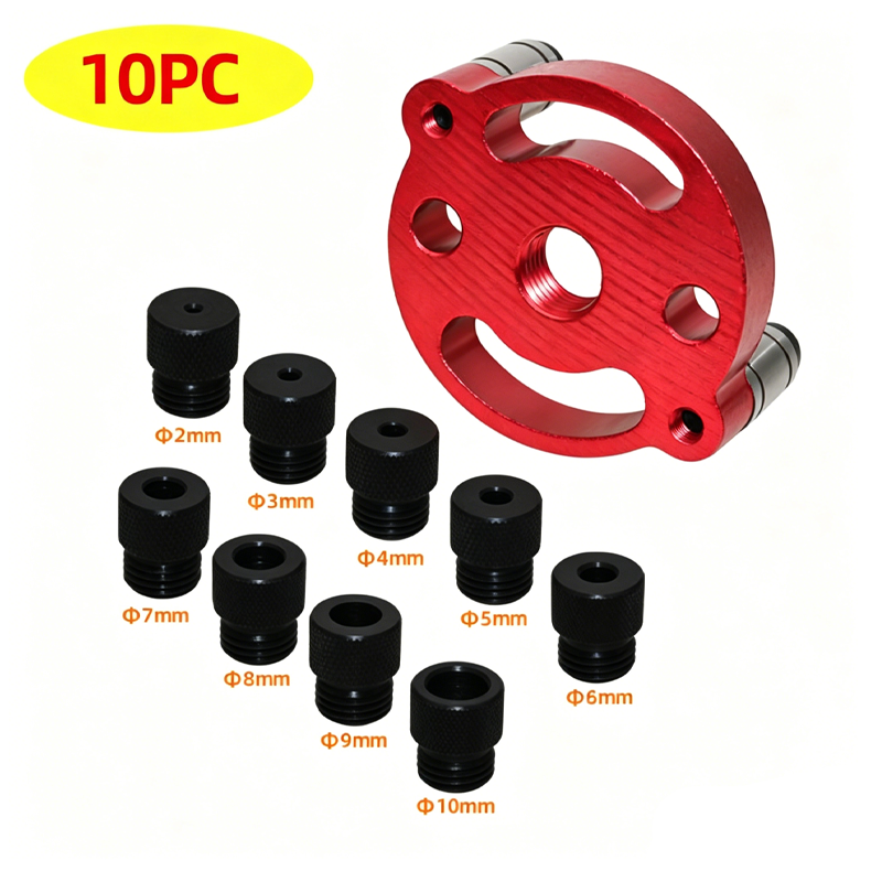 Guide de perçage pour assemblage bois en aluminium avec trous auto-centreurs