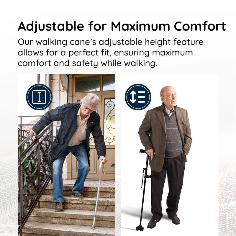 Foldable LED Walking Cane With Adjustable Height And Non Slip Base