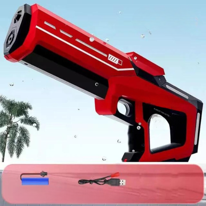 Wasserpistole mit automatischer Funktion, 1L Tank, 10m Reichweite, wiederaufladbarer Akku