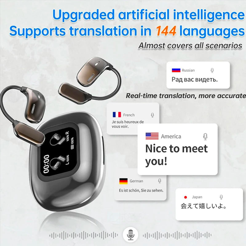 Translation Earbuds Real Time Translation Across 144 Languages 6 Modes With LCD Case