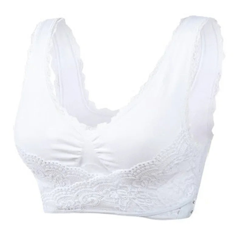 Trådløs frontkryds-lace-bh med justerbar sidebøjle