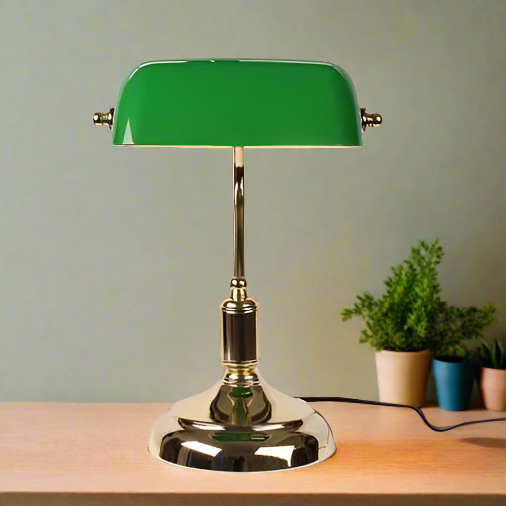 Lámpara de Escritorio Elara Lux para Oficina y Estudio con Vidrio de Estilo Europeo y Encanto Antiguo