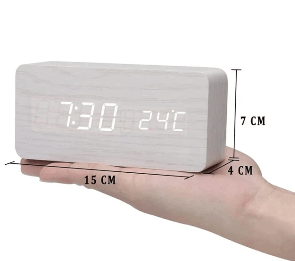 Ambiwood Sprachaktivierte LED-Uhr mit minimalistischem Holzdesign