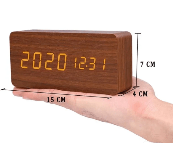 Ambiwood Sprachaktivierte LED-Uhr mit minimalistischem Holzdesign