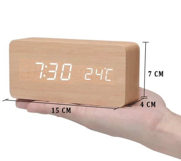 Ambiwood Sprachaktivierte LED-Uhr mit minimalistischem Holzdesign