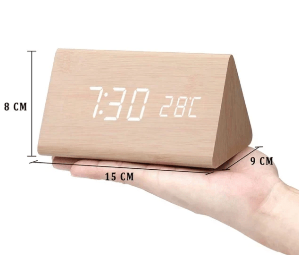 Ambiwood Sprachaktivierte LED-Uhr mit minimalistischem Holzdesign