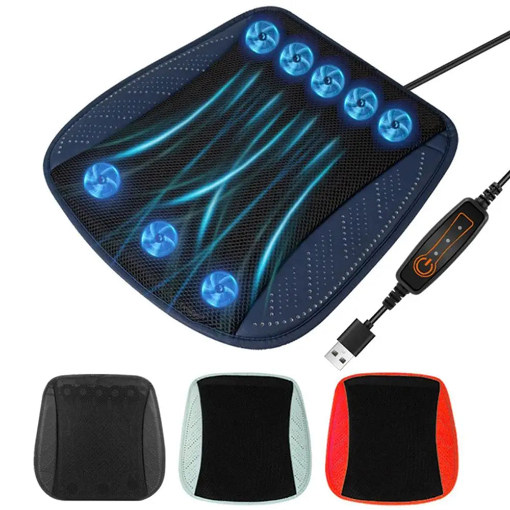 Sekiz Fanlı Araba Soğutma Koltuk Minderi, USB Güç Kaynağı, Üç Hız, 45'ten 14 Dereceye Kadar Soğutma sağlar